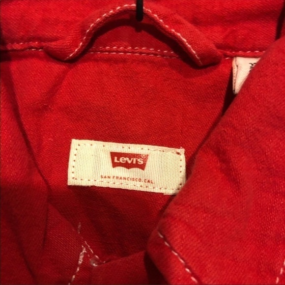 Levi’s Cropped Taper Denim Overalls | Jumpsuit Red - Picture 4 of 9